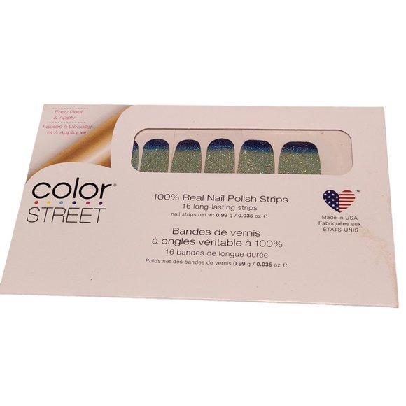 New Unopened Color Street Nail Strips - Muti-Blue Colored Glittered Design - Picture 1 of 2